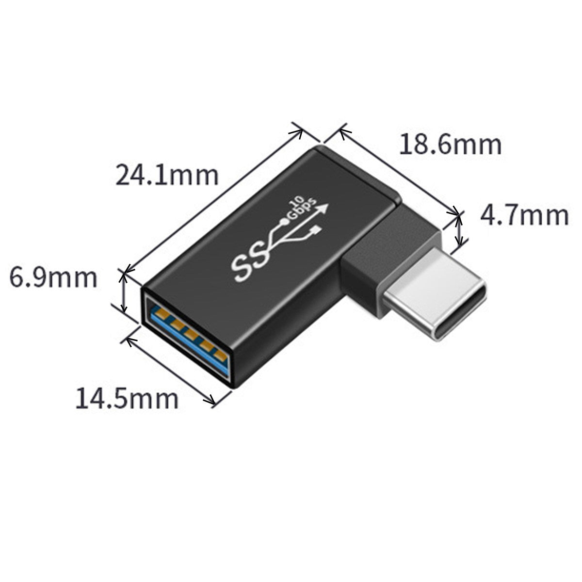 UC-081 3Pcs/Set USB-C to USB-A + USB-A to USB-A Elbow USB3.0 Converter Data Transfer Charging Adapter