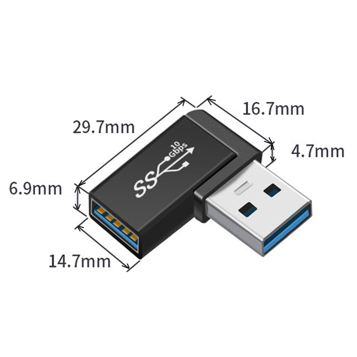 UC-081 3Pcs/Set USB-C to USB-A + USB-A to USB-A Elbow USB3.0 Converter Data Transfer Charging Adapter