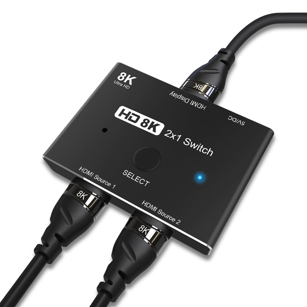 HD-015 HDMI 2.1 Ultra HD 8K 4K High Speed 48Gbps Switch Adapter with Micro USB Cable for Computer Laptop