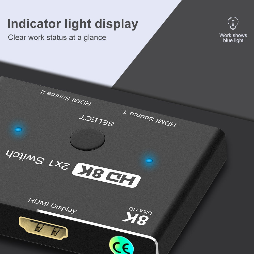HD-015 HDMI 2.1 Ultra HD 8K 4K High Speed 48Gbps Switch Adapter with Micro USB Cable for Computer Laptop