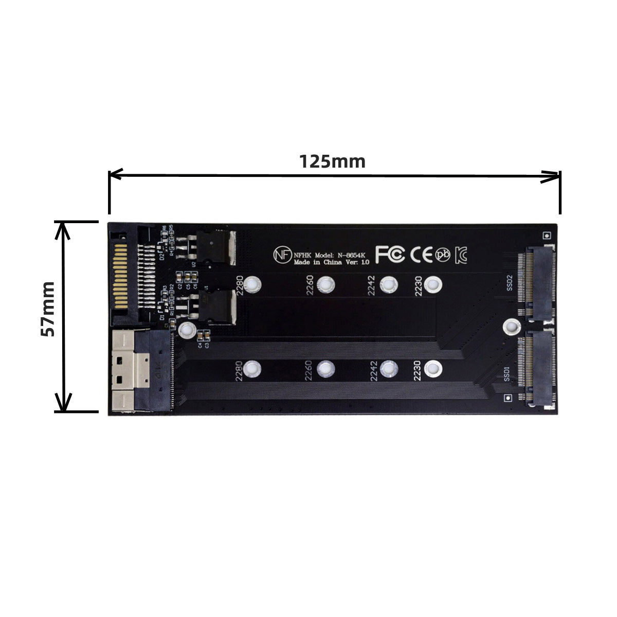SA-014 Dual 2X NVME M.2 AHCI to PCIE Express 3.0 4.0 Slimline SFF-8654 8X Raid Card VROC Raid0 Hyper Adapter