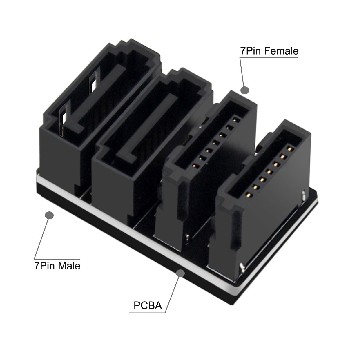 SA-041 360 Degree Angled Dual SATA 7Pin Female to 7Pin Male Adapter Low Profile for Desktops SSD HDD Mainboard Motherboard