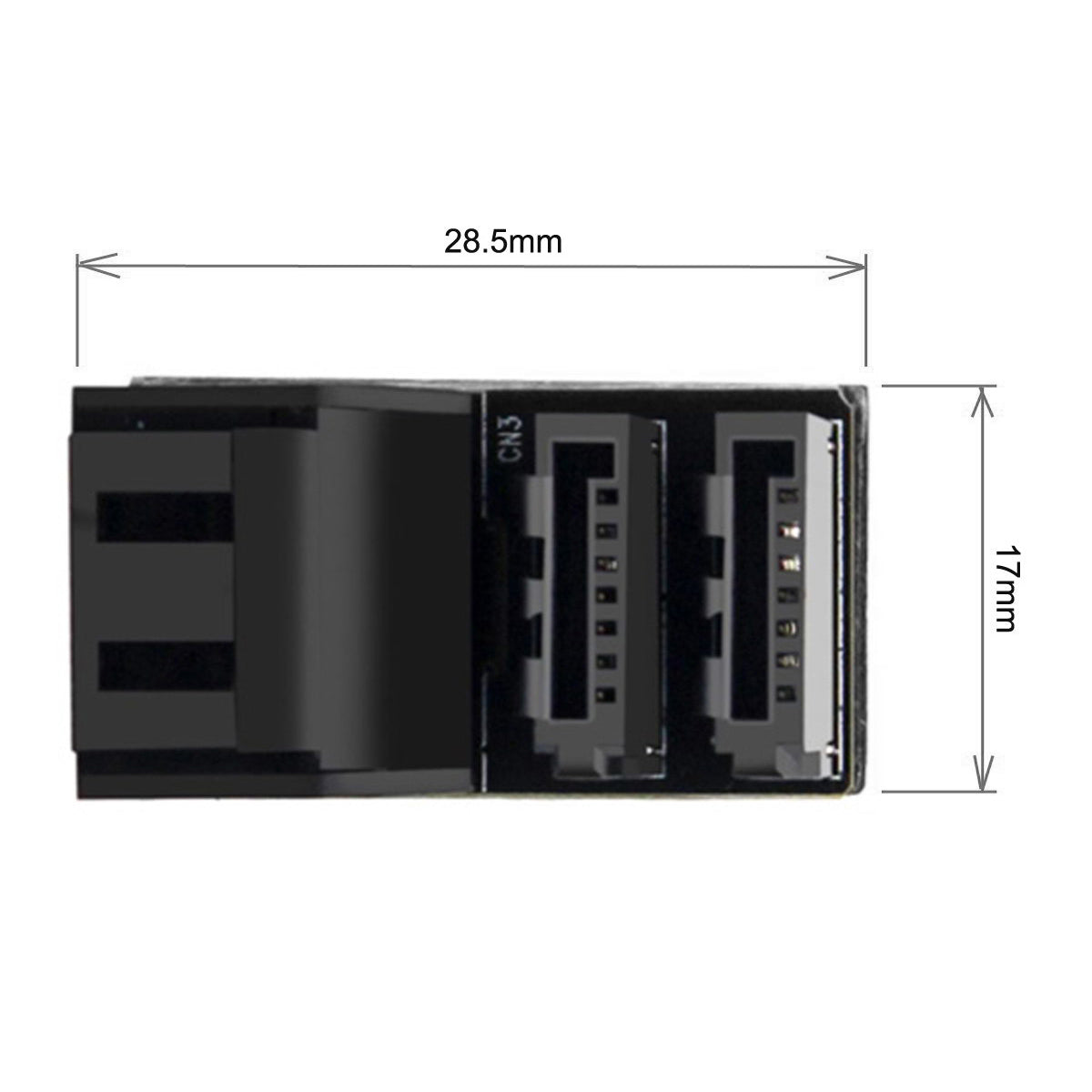 SA-051 Dual SATA 7Pin Female to 7Pin Male Vertical 90 Degree Angled Adapter Low Profile for Desktops SSD HDD Mainboard Motherboard