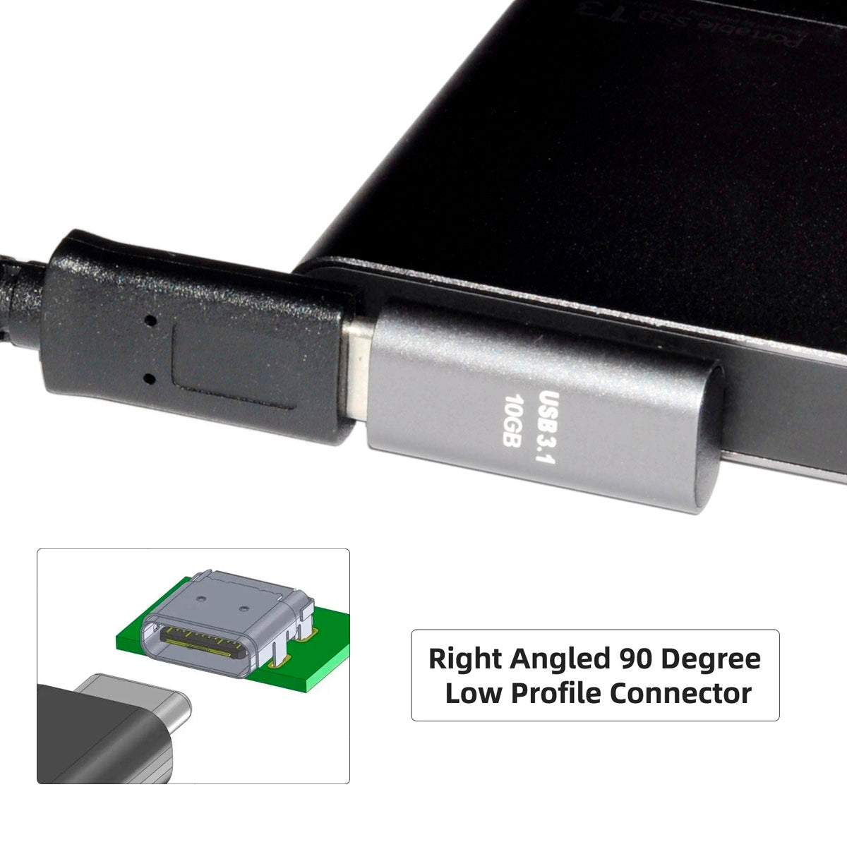 UC-103 2Pcs/Set Elbow USB-C Male to Female + Straight USB-C Male to Female Data Transmission Adapter