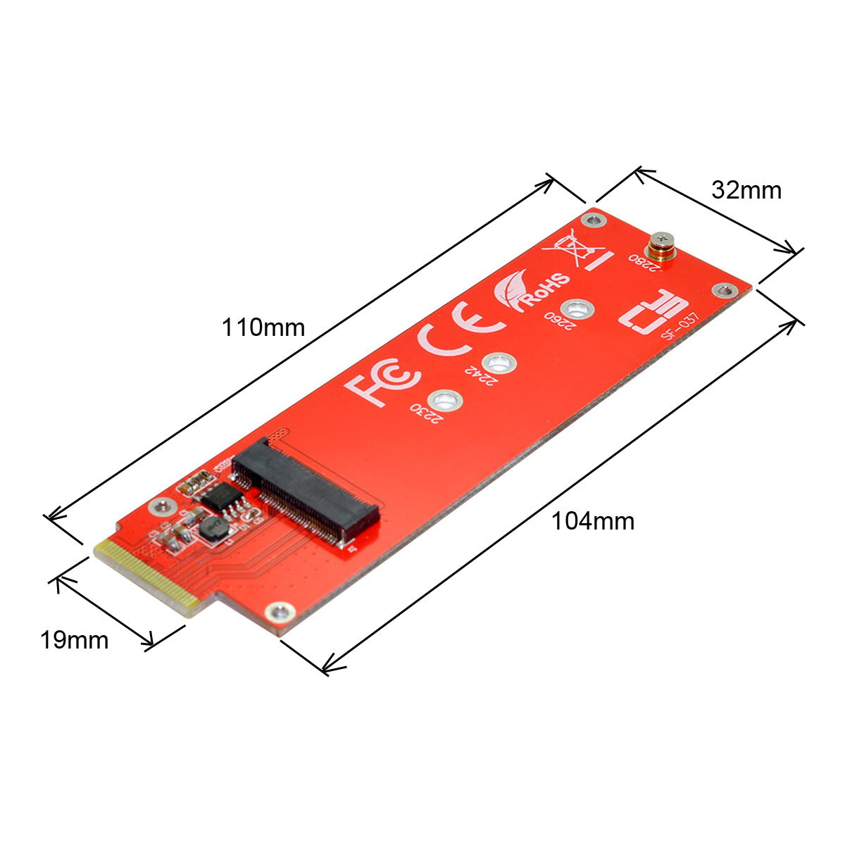 SF-037 NVME M-key Interface SSD to EDSFF E1.S Adapter Card Portable Converter Support M.2 SSD 2280/2260/2242/2230 Format