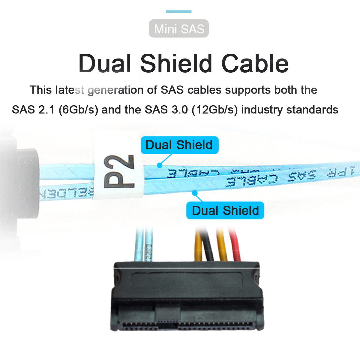 SF-047-1.0M Slimline SAS 4.0 SFF-8654 4i 38Pin Host to 4 SAS 29Pin SFF-8482 Target Hard Disk Fanout Raid Cable 1m