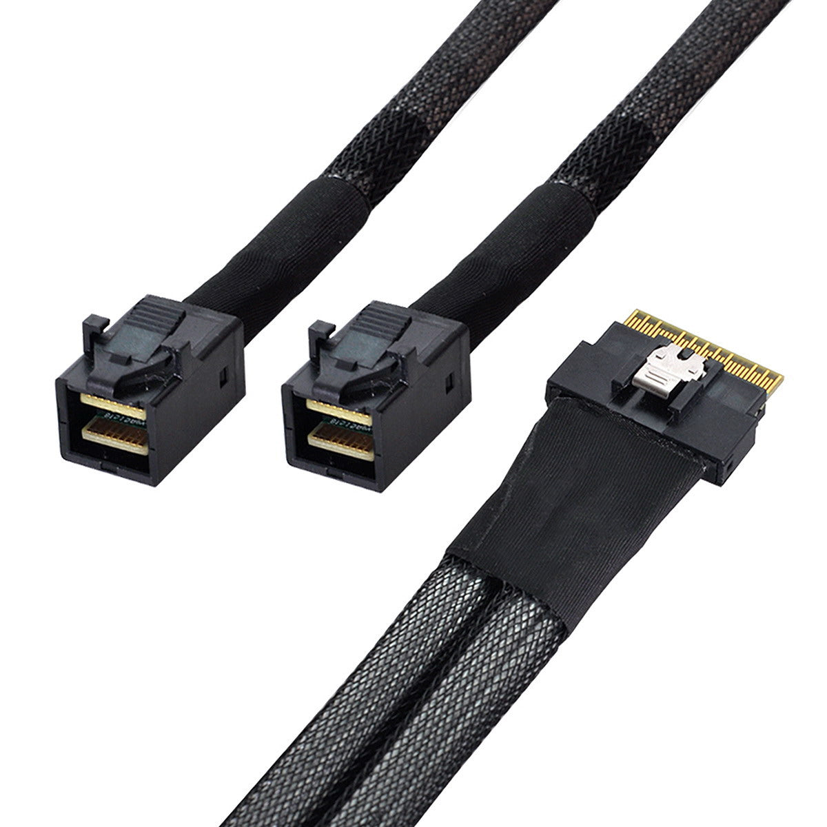 SF-010-0.5M PCI-E Ultraport Slimline SAS Slim 4.0 SFF-8654 8i 74Pin to Dual SFF-8643 4i Mini SAS HD Cable PCI-Express, 0.5m