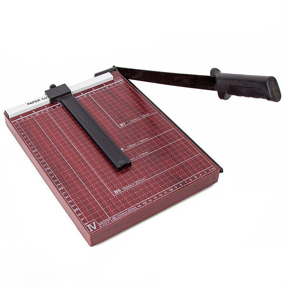 Wooden Paper Trimmer A4 Guillotine Paper Cutter Gridded Photo Trimmer Guillotine Craft Machine with Ruler for Home Office