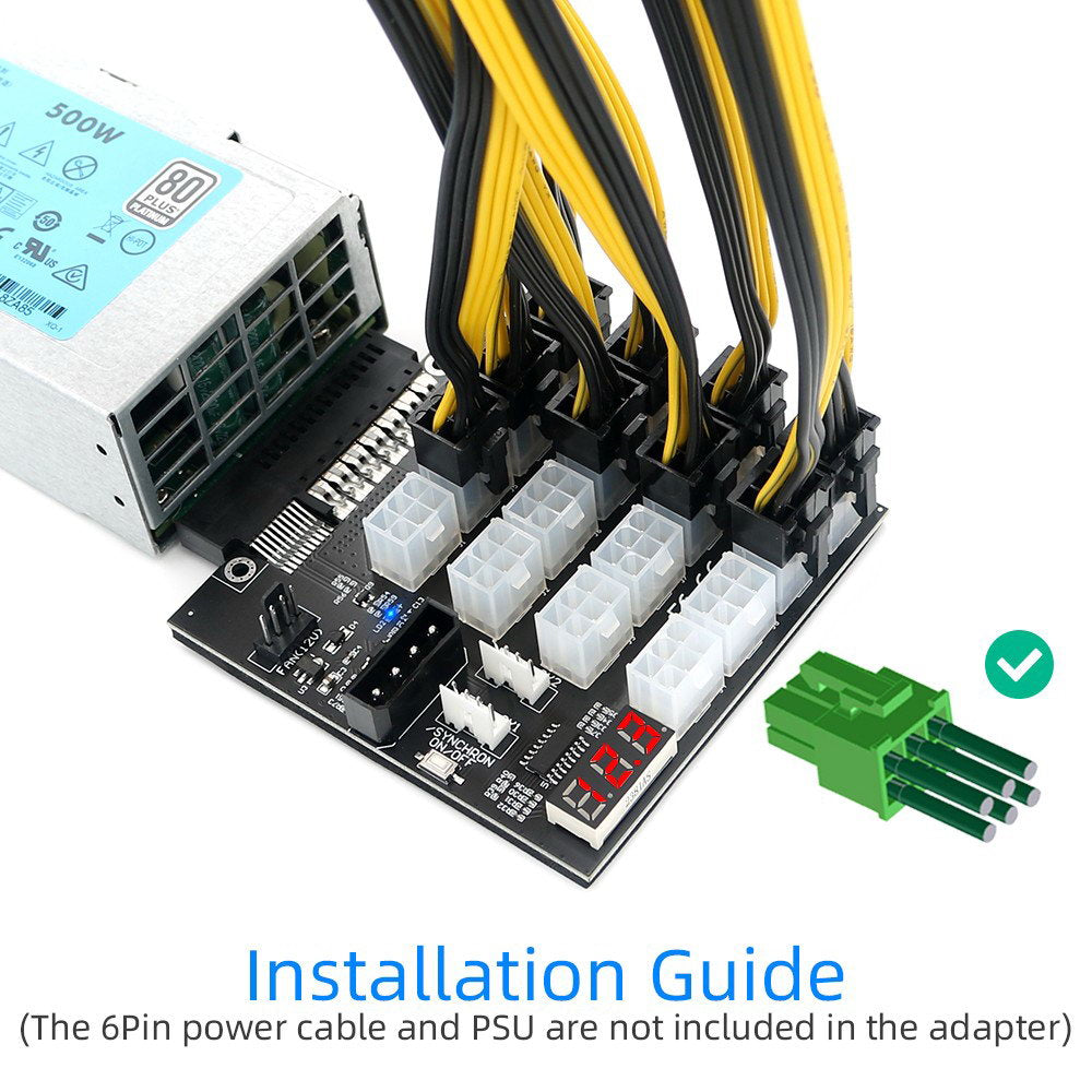PW-011 For CHIA ETH BTC Mining Miner 12V Flex Slot Server Power Board 14+10Pin to 16x6Pin Power Supply Board