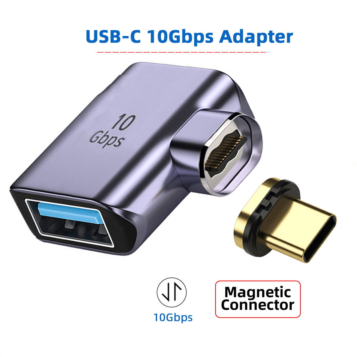 UC-028-AF Magnetic USB-C Male to USB-A Female Elbow Adapter 10Gbps Data Transfer Converter