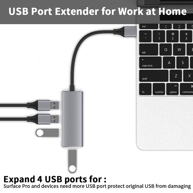 XLYKJ-T902 Multi-function USB Hub Adapter 4-in-1 Docking Station USB3.0 to 3 USB 2.0+1 USB 3.0 Converter for PCs, Laptops