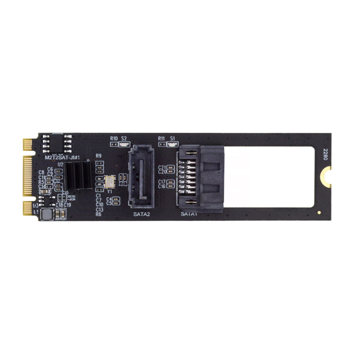 SA-044 NGFF KEY B+M to SATA 3.0 6Gbps Dual Ports Vertical+Horizontal Adapter 22*80MM Converter Hard Drive Extension Card JMB582 2280