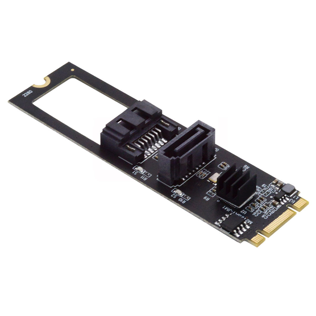 SA-044 NGFF KEY B+M to SATA 3.0 6Gbps Dual Ports Vertical+Horizontal Adapter 22*80MM Converter Hard Drive Extension Card JMB582 2280
