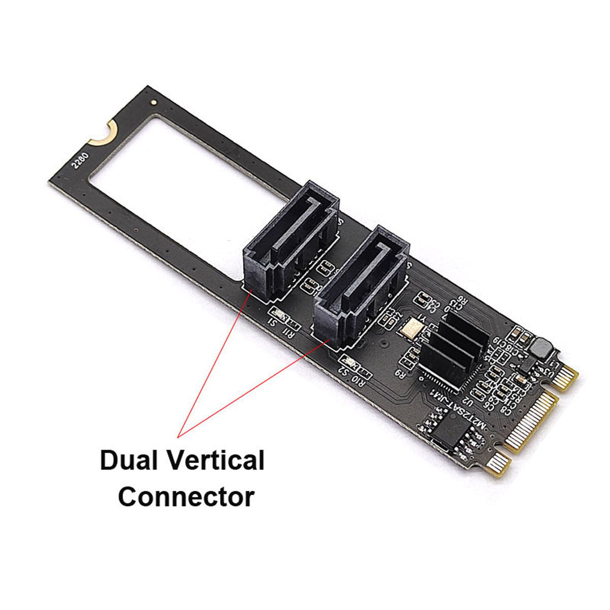 SA-042 NGFF KEY B+M PCI Express to SATA 3.0 22*80MM 6Gbps Dual Ports Adapter Converter Hard Drive Extension Card JMB582 2280