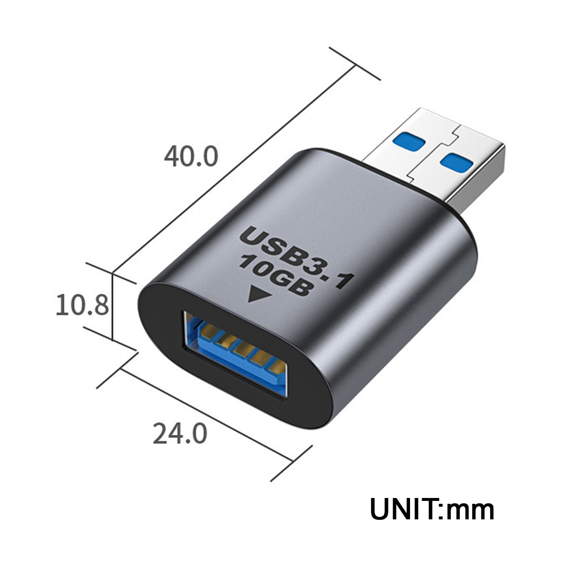UC-082-AMAF USB 3.0 A Male to A Female Converter 10Gbps Fast Data Transmission Metal Shell Adapter Plug