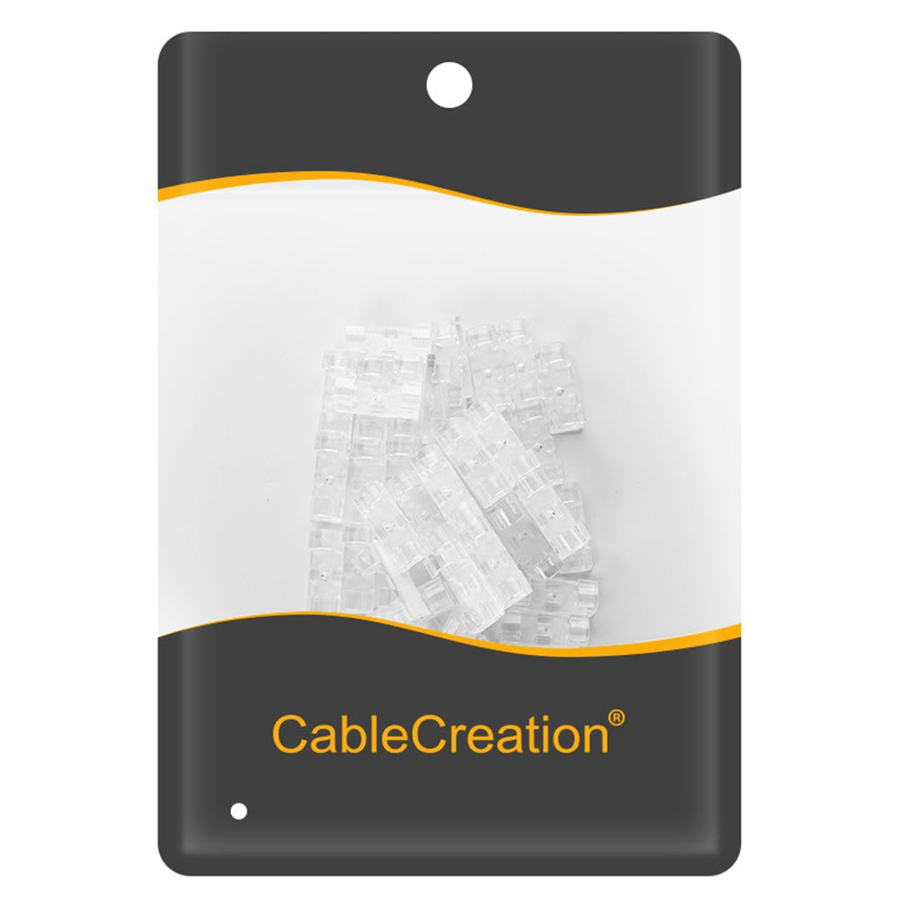 Cablecreation CT1003 50Pcs Large Size Punch-free Self-adhesive Wire Fixing Clip Network Cable Desktop Organizer