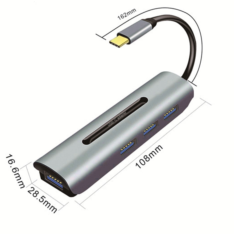 V200A 4-in-1 Aluminum Alloy Type C USB C Hub Adapter to USB 2.0 USB 3.0 Ports for Laptop PC Computer