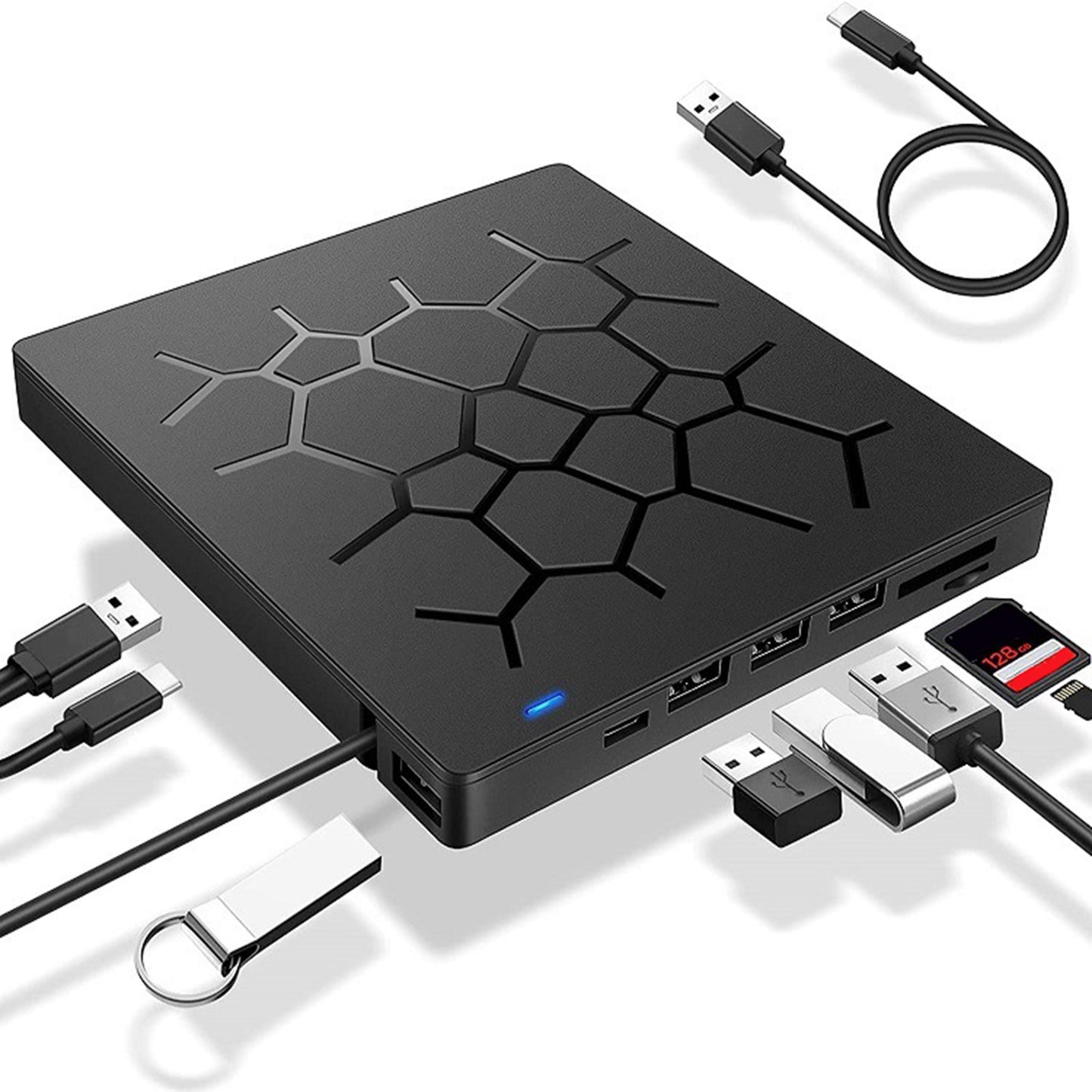 Computer External Optical Drive Burner USB 3.0 Ports TF SD Card Reader High Speed DVD Burner