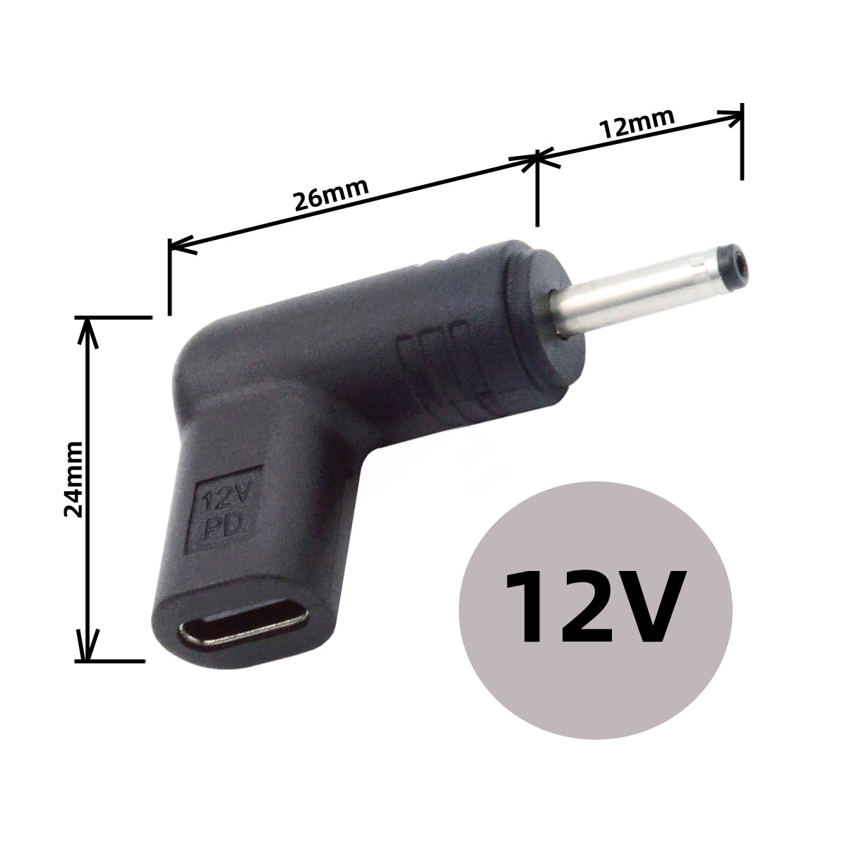 UC-090-3011MM Right Angled Connector USB 3.1 Type C Female to DC 12V Plug 90 Degree Adapter PD Emulator Trigger Converter, DC3.0*1.1mm