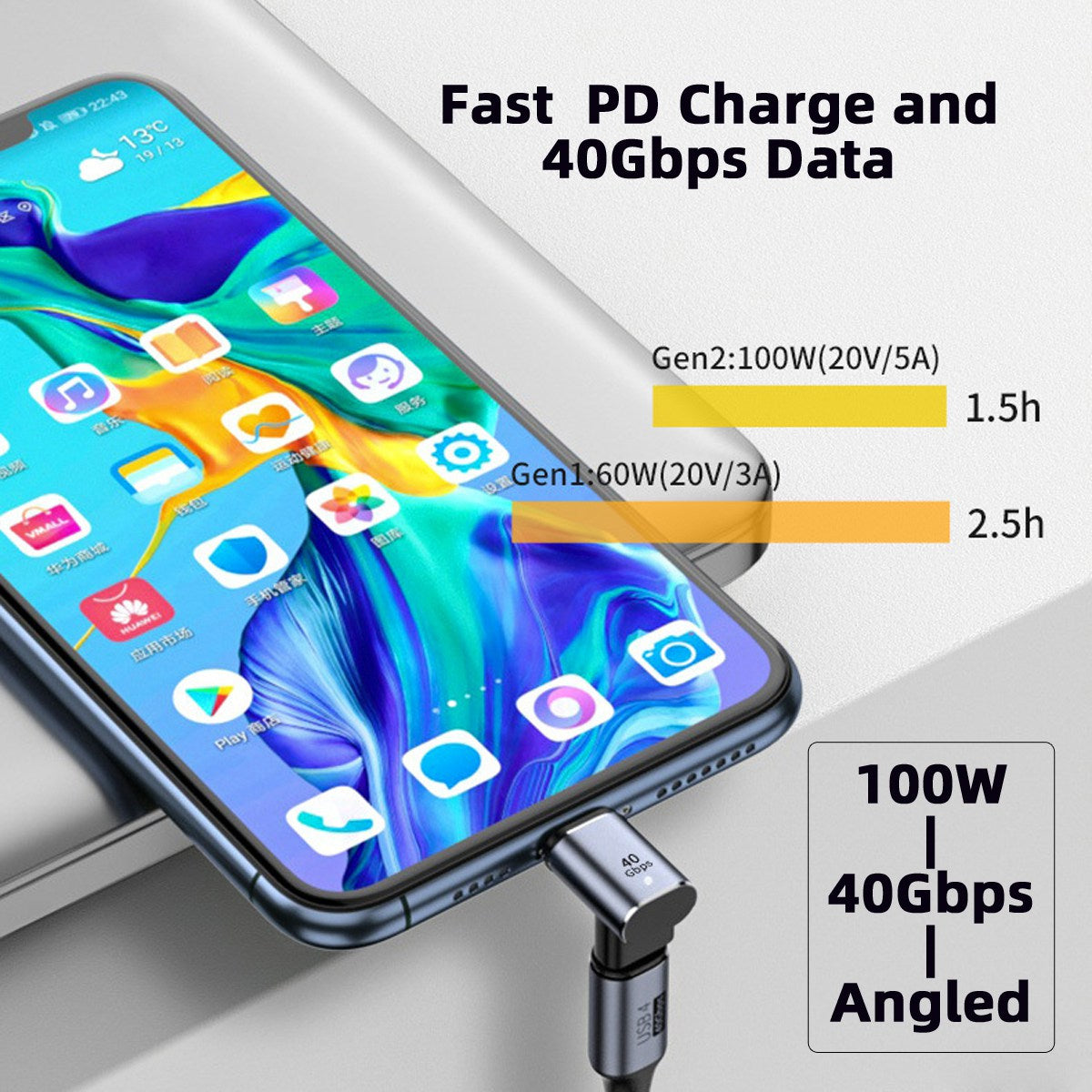 UC-028-UP 40Gbps USB4 Type C Male to Female 90 Degree Up Down Angled 100W Power Data 8K Video Magnetic Connector Adapter