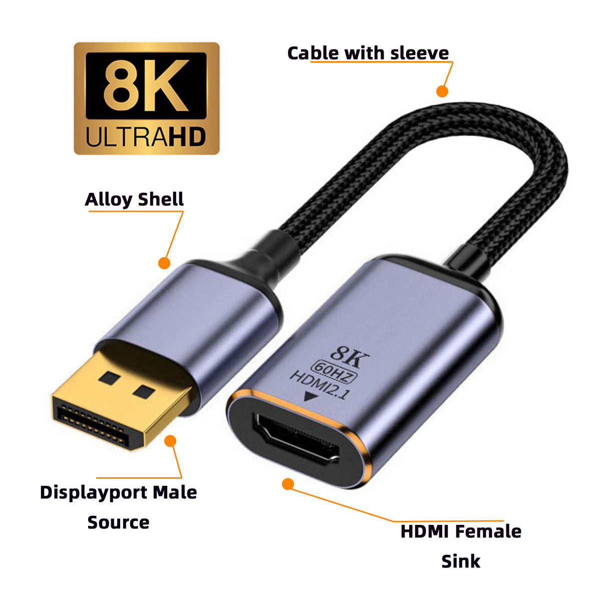 DP-056-DPF DisplayPort 1.4 to HDMI 2.1 Display 8K UHD 4K DP to HDMI Male Monitor Adapter Cable