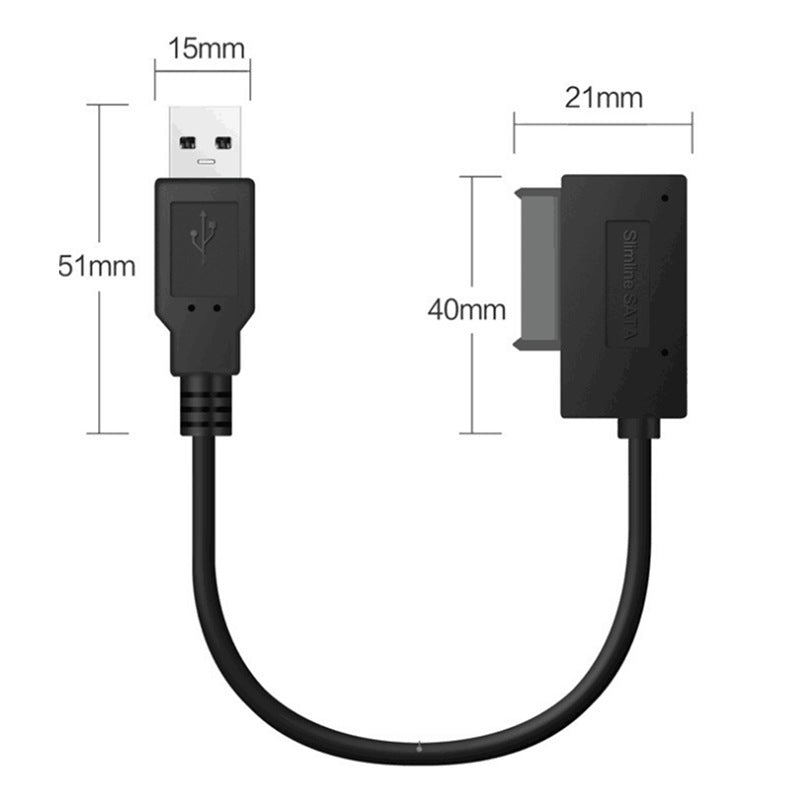 USB2.0 to SATA Cable SSD Hard Drive Data Cable SATA 7Pin+6Pin Easy Drive Cord SATA to USB2.0 Adapter with 14cm Cable Support 480Mbps Transmission