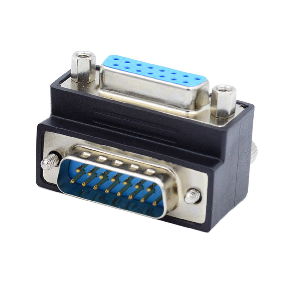 DB-003-DN DB-15PIN Down 90-Degree Angled Design Plug DSUB D-subminiature 15Pin Male to Female Connection Adapter