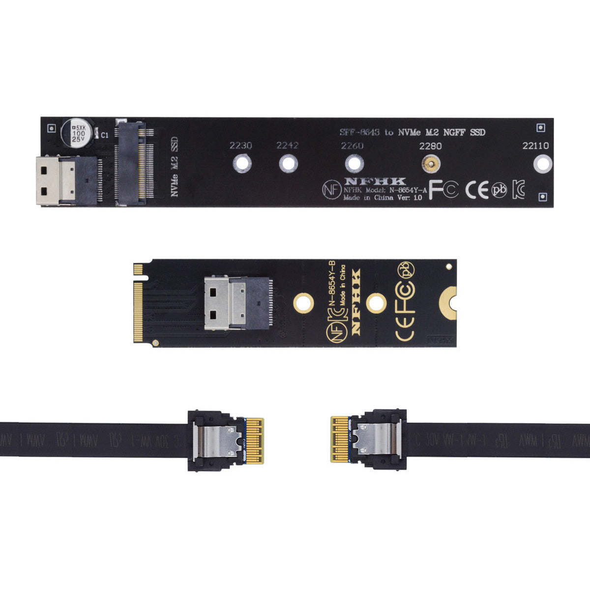 SA-040+SF-100-0.4M NVME M-key Male to Female Extension Cable Connector for Mainboard SSD