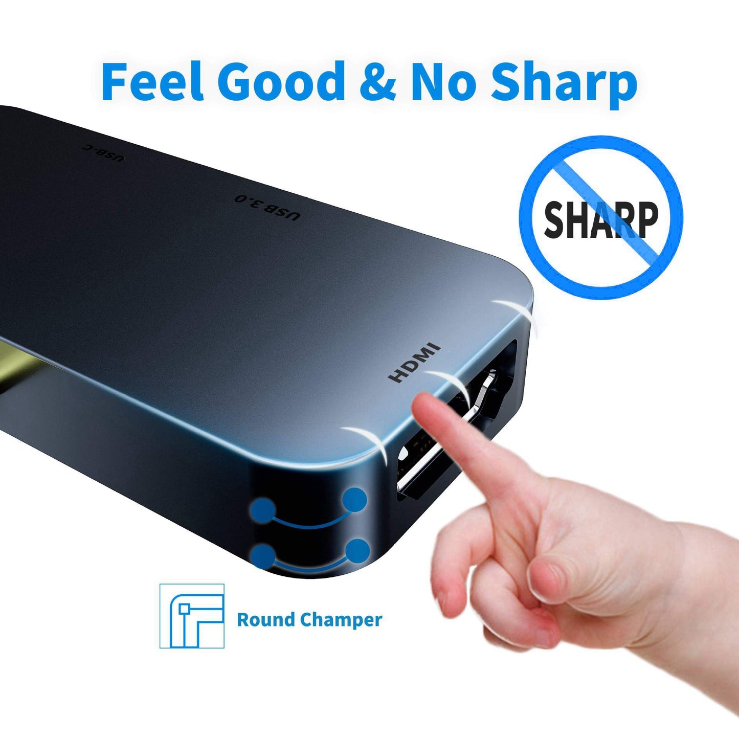 TC041 4-In-1 Type-C Adapter USB C Hub to HD Video Output+USB 3.0+PD 60W USB-C Port+3.5mm Audio Port