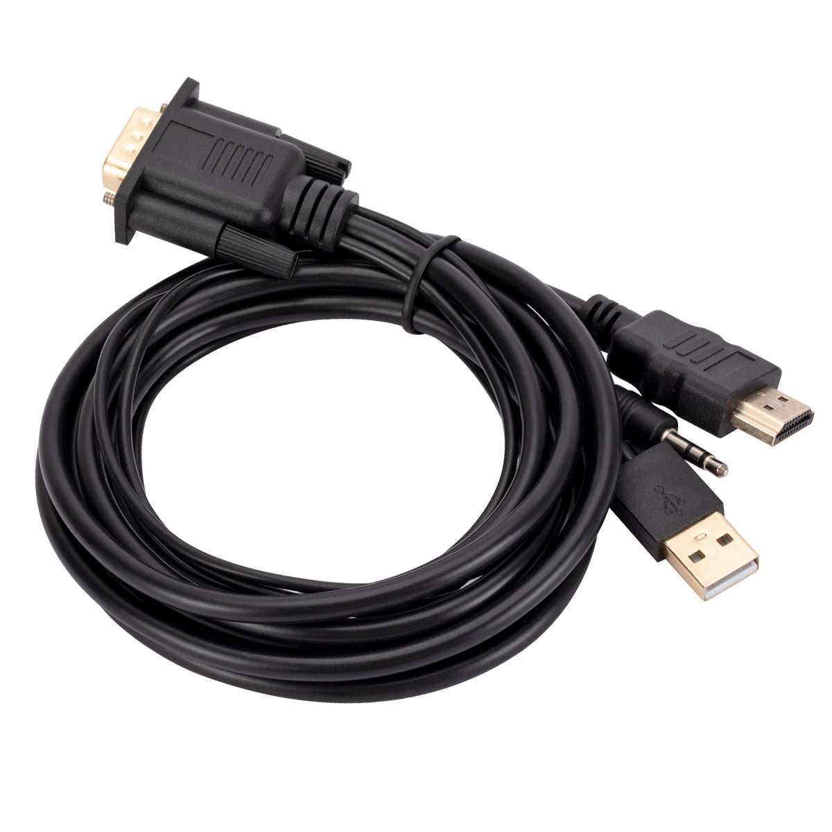 HDMI to VGA Adapter Cable with Chip HD Video Converter HDMI to VGA Adapter Cord with 3.5mm Audio, Power Supply Connectors