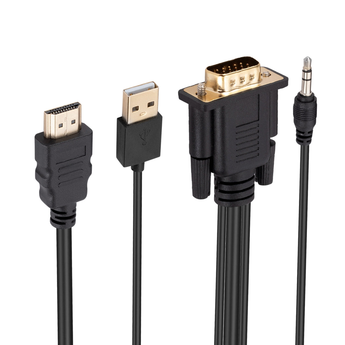 HDMI to VGA Adapter Cable with Chip HD Video Converter HDMI to VGA Adapter Cord with 3.5mm Audio, Power Supply Connectors