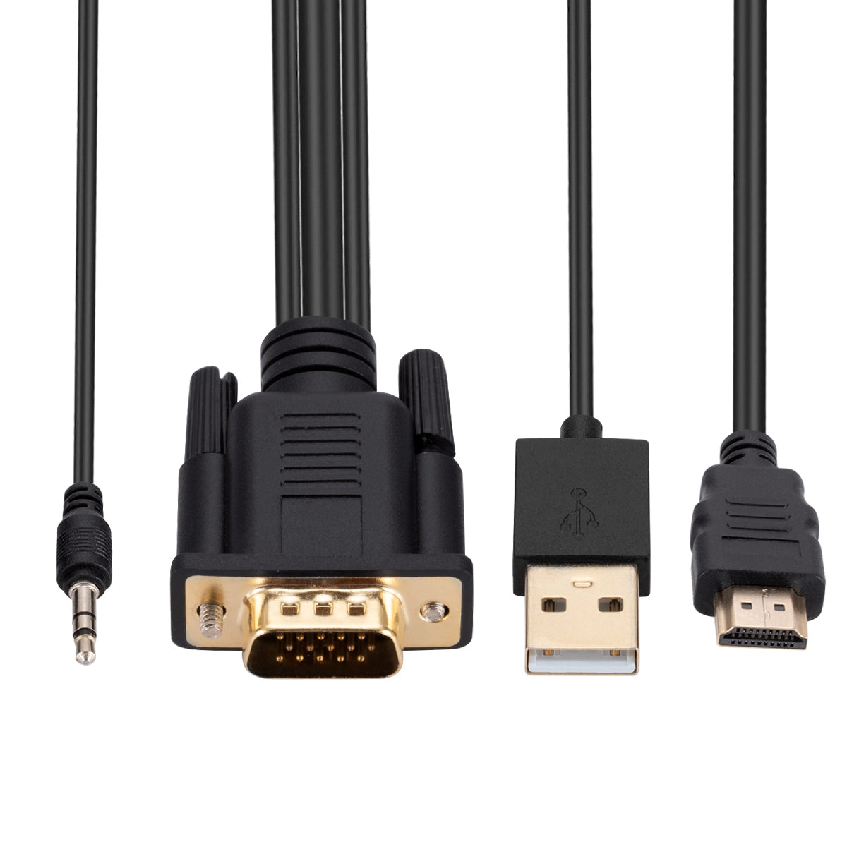 HDMI to VGA Adapter Cable with Chip HD Video Converter HDMI to VGA Adapter Cord with 3.5mm Audio, Power Supply Connectors