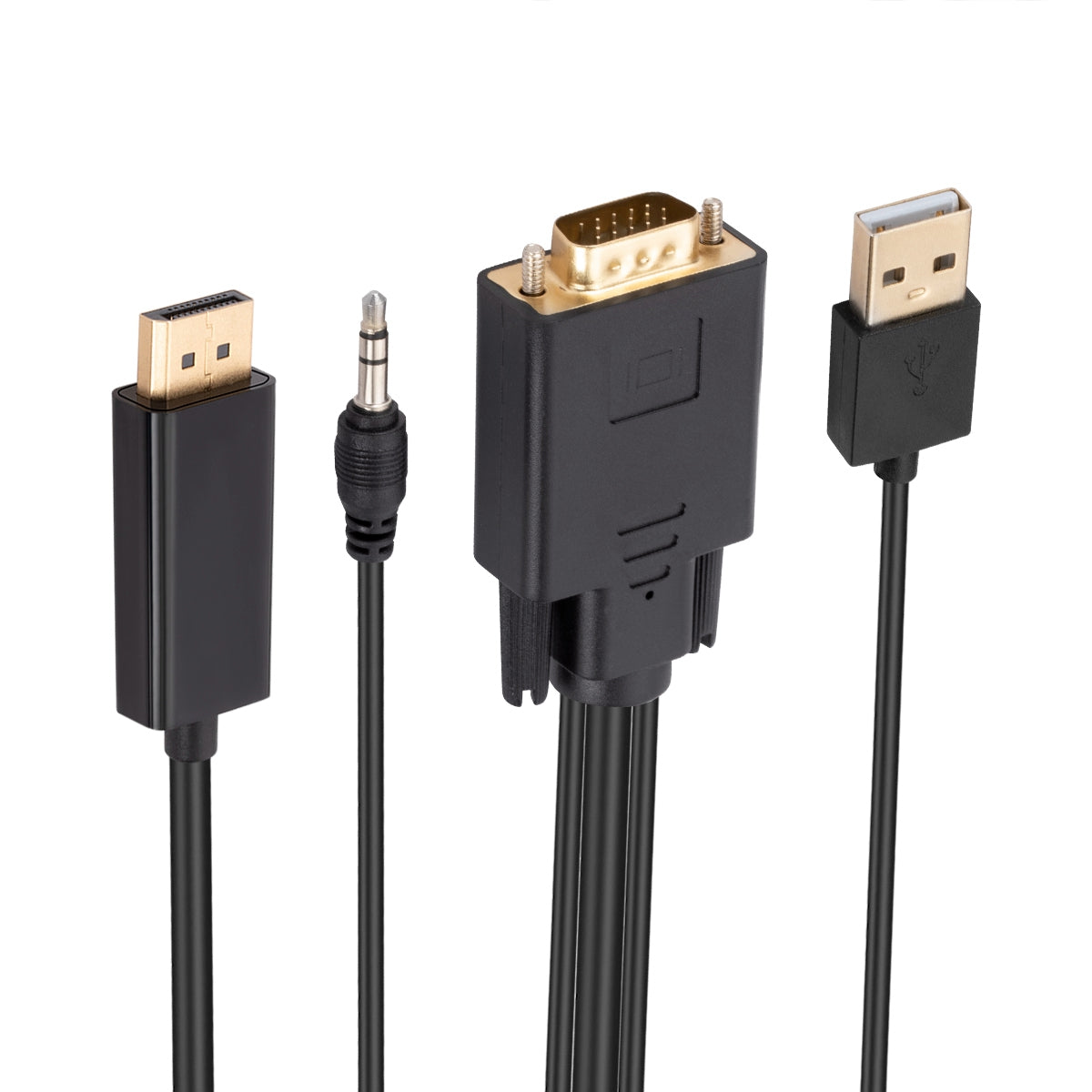 VGA to Displayport Adapter Cable 1.8m Video Adapter Cord VGA to DP Converter with Audio, USB Power Supply