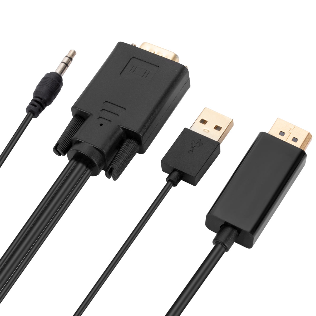 VGA to Displayport Adapter Cable 1.8m Video Adapter Cord VGA to DP Converter with Audio, USB Power Supply