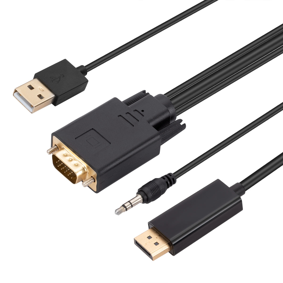 VGA to Displayport Adapter Cable 1.8m Video Adapter Cord VGA to DP Converter with Audio, USB Power Supply