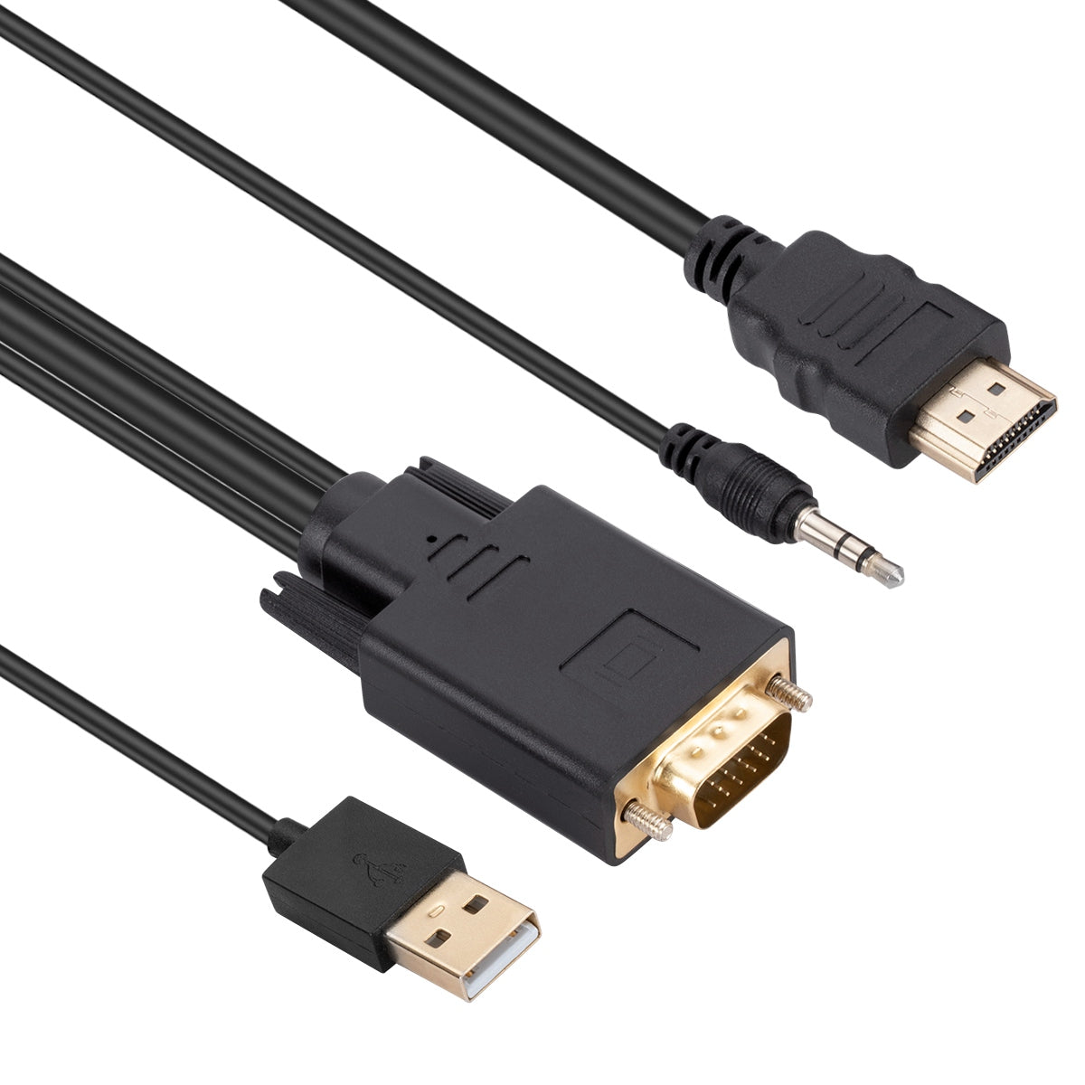 1.8m VGA to HDMI Adapter Cable with Audio, USB Power Cables, Portable VGA to HDMI Converter for Monitor with VGA, Projector, TV