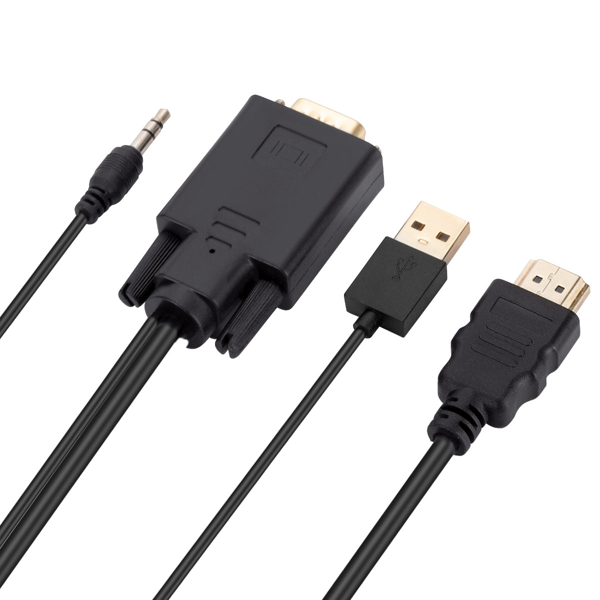 1.8m VGA to HDMI Adapter Cable with Audio, USB Power Cables, Portable VGA to HDMI Converter for Monitor with VGA, Projector, TV