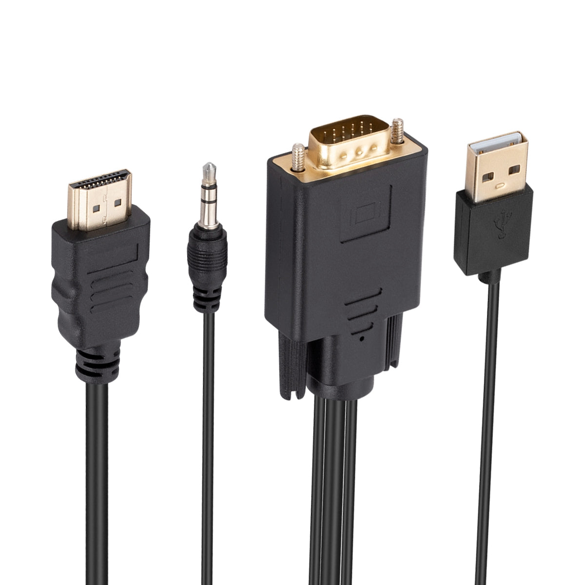 1.8m VGA to HDMI Adapter Cable with Audio, USB Power Cables, Portable VGA to HDMI Converter for Monitor with VGA, Projector, TV