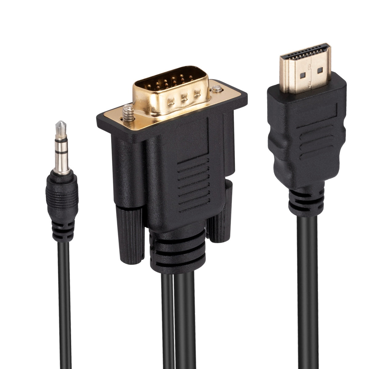 HD Video Converter HDMI to VGA Adapter Cord with Chip HDMI to VGA Adapter Cable with 3.5mm Audio Support 1080P