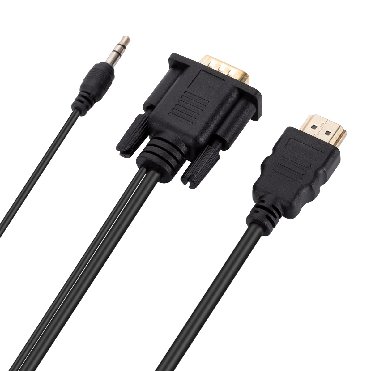 HD Video Converter HDMI to VGA Adapter Cord with Chip HDMI to VGA Adapter Cable with 3.5mm Audio Support 1080P