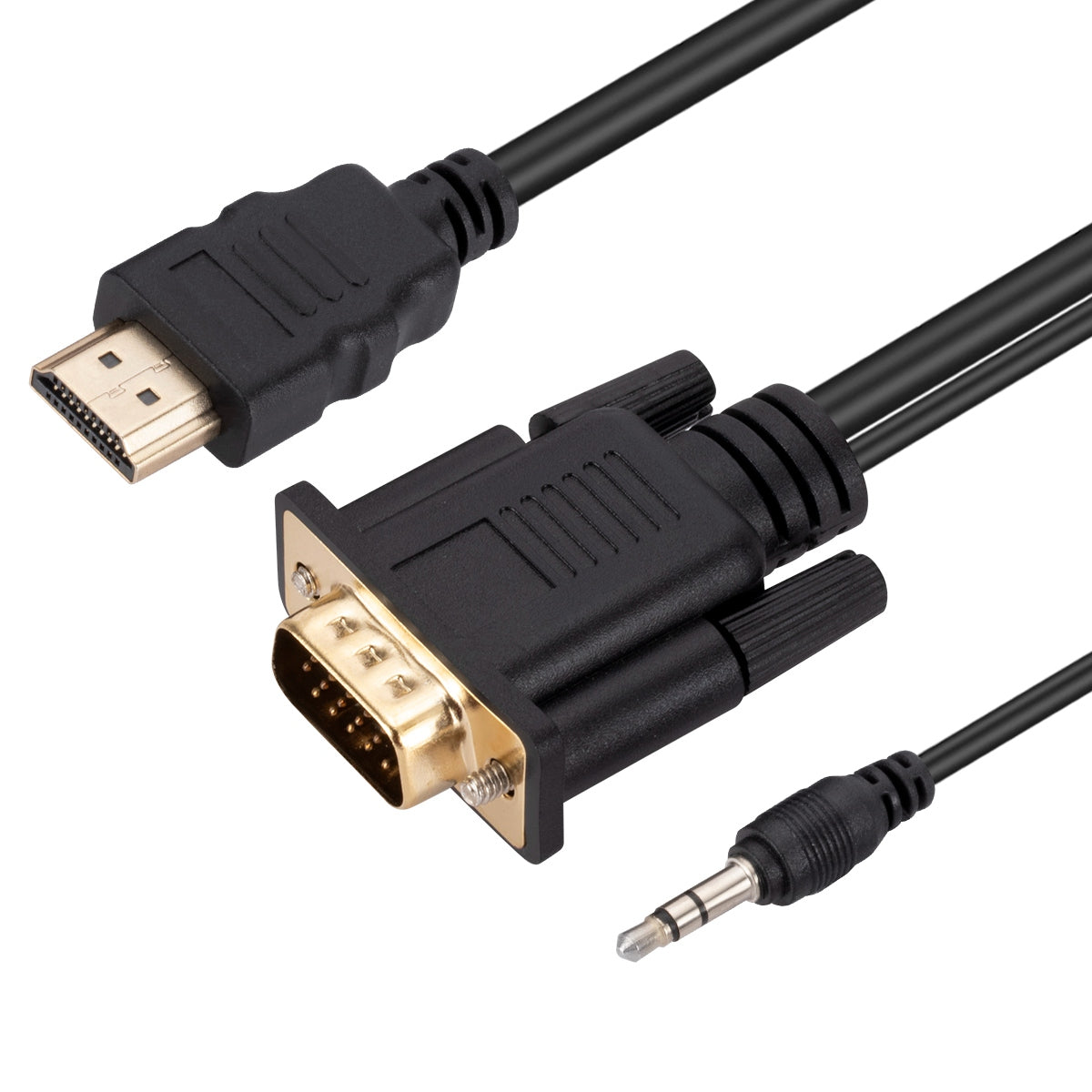 HD Video Converter HDMI to VGA Adapter Cord with Chip HDMI to VGA Adapter Cable with 3.5mm Audio Support 1080P
