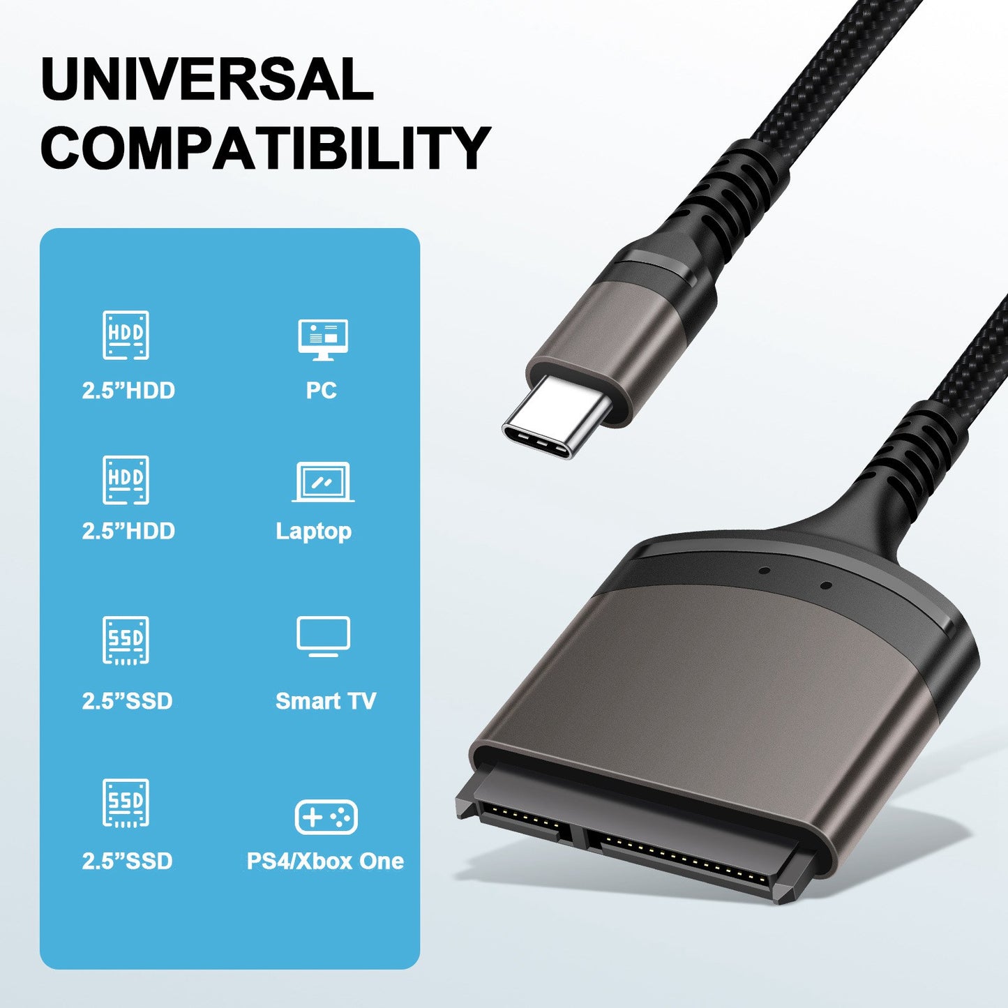 UC-146-SL 5Gbps USB-C to SATA 22-Pin Type-C Adapter Cable for 2.5inch Hard Disk Driver SSD Laptop (Total Length: 25cm)