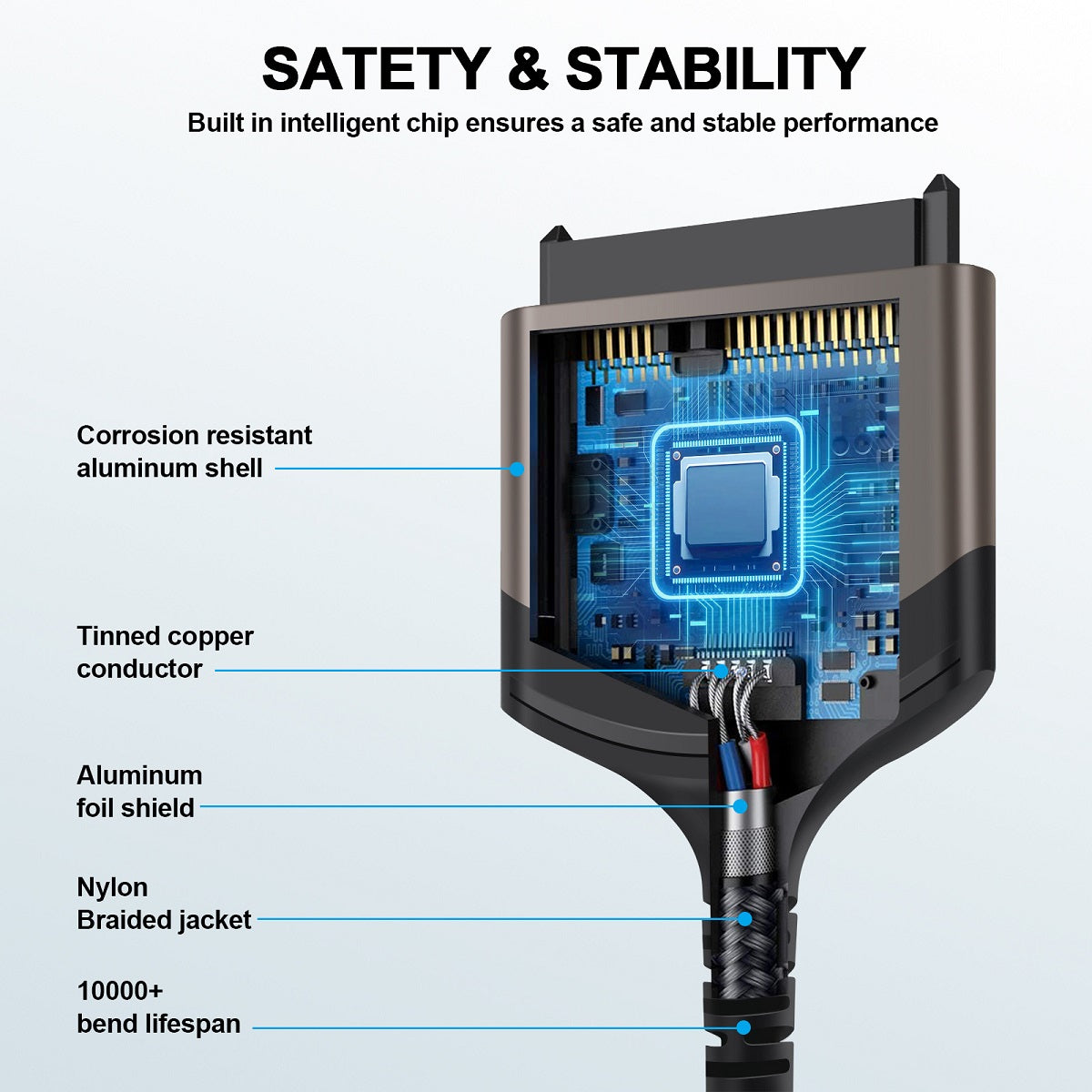 U3-077-SL 5Gbps USB 3.0 Type-A to SATA 22 Pin Adapter Cable for 2.5&quot; Hard Disk Driver SSD (Total Length: 25cm)