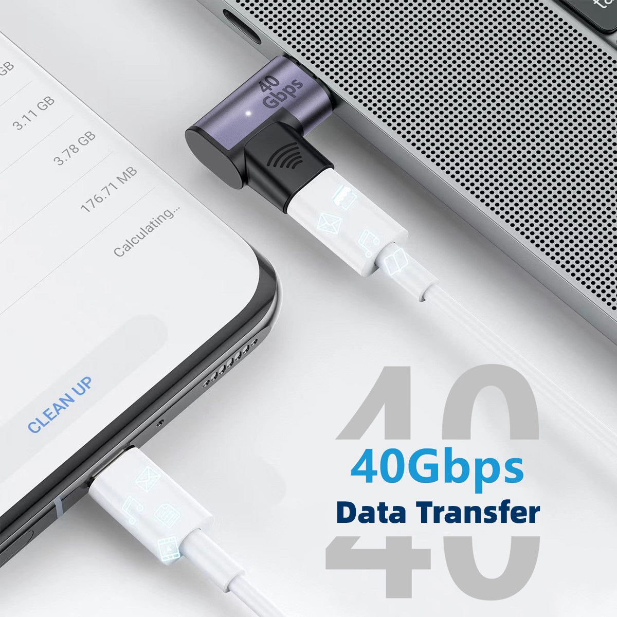 UC-028-LE 40Gbps USB4 Type-C Male to Female 90 Degrees Adapter Right Angled Magnetic Connector
