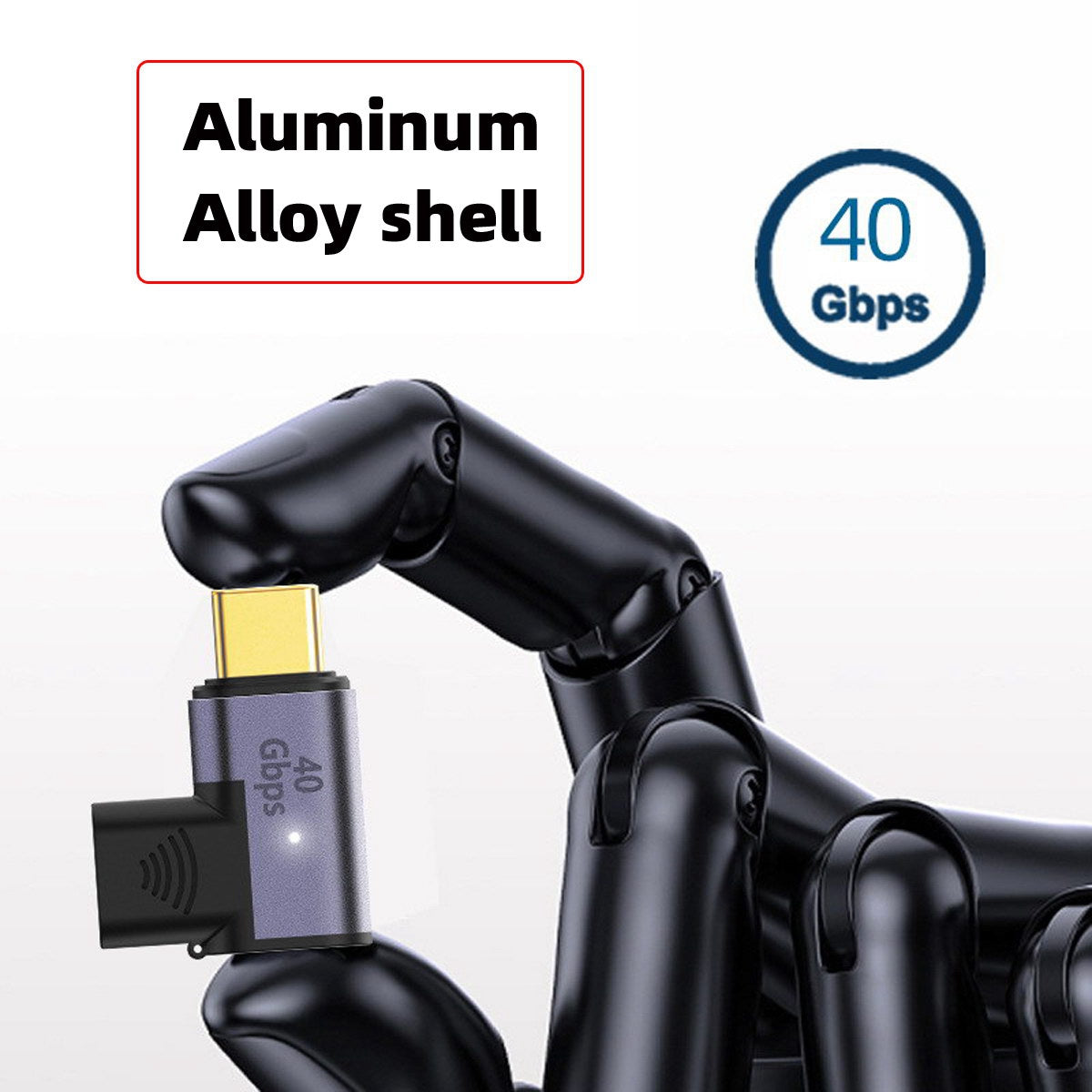 UC-028-LE 40Gbps USB4 Type-C Male to Female 90 Degrees Adapter Right Angled Magnetic Connector