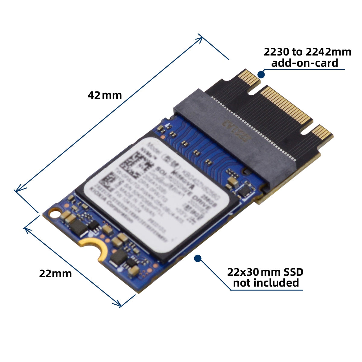 SA-047 NGFF B+M Key NVME M-Key 2230 to 2242 Male to Female Extension Adapter Card for 2230 2242 SSD