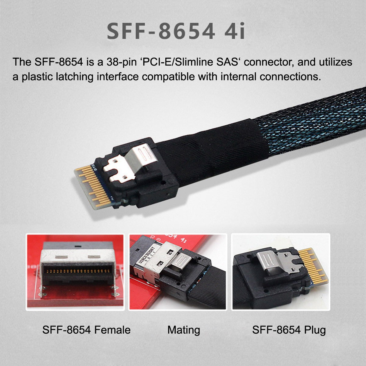 SF-060-0.5M 50cm OcuLink PCIe PCI-Express SFF-8611 4i to SFF-8654 Slimline SSD Data Active Cable