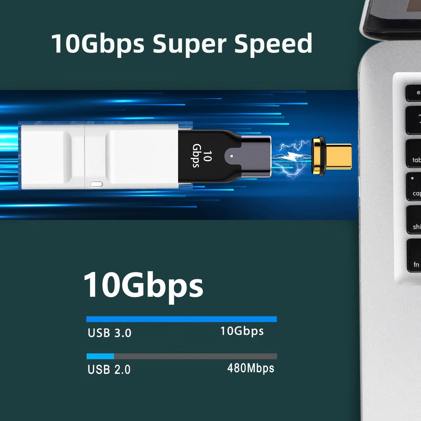 UC-028-AFB Magnetic Connector Type-C Male to USB 3.0 Female 10Gbps Data Transfer Adapter for Laptop Phone