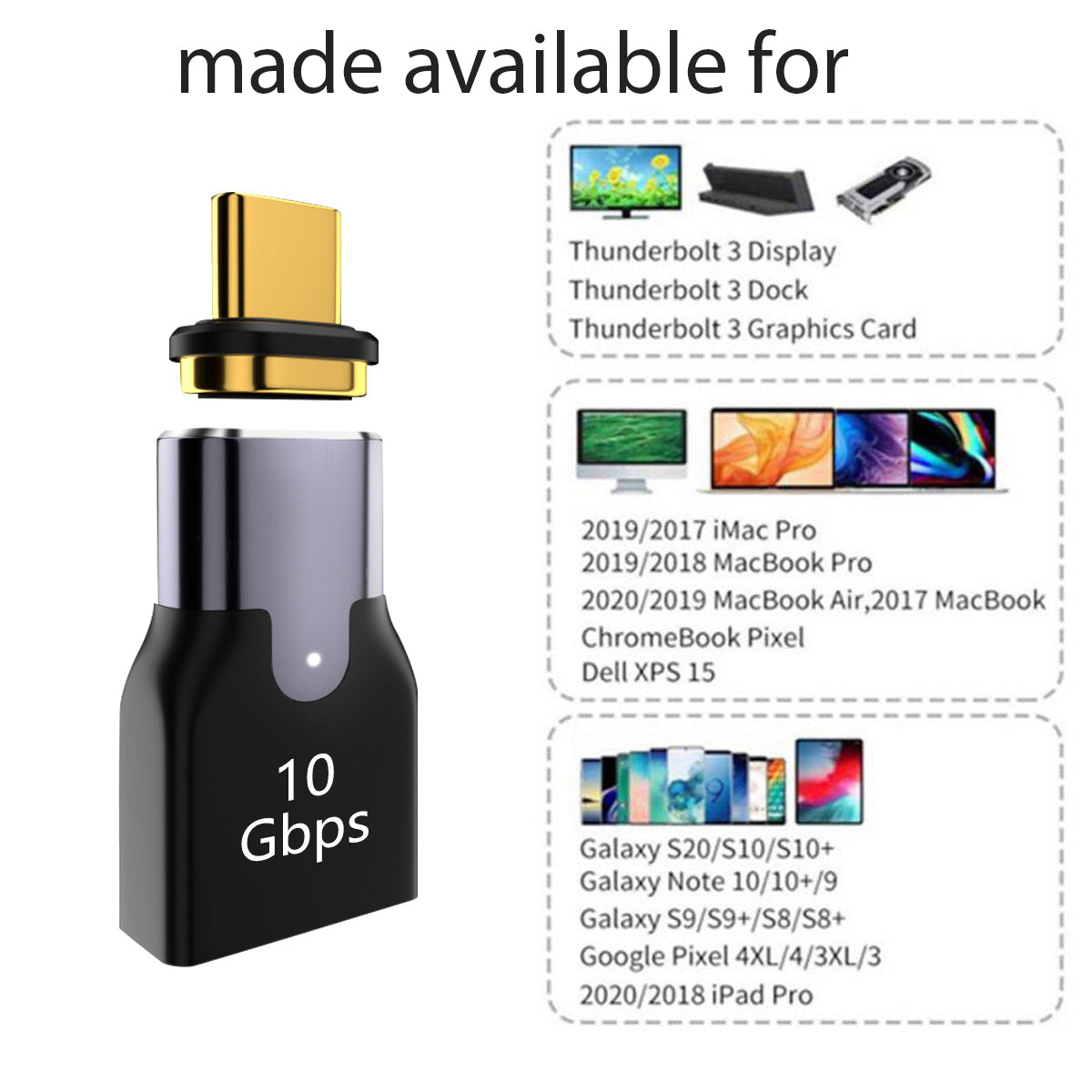 UC-028-AFB Magnetic Connector Type-C Male to USB 3.0 Female 10Gbps Data Transfer Adapter for Laptop Phone