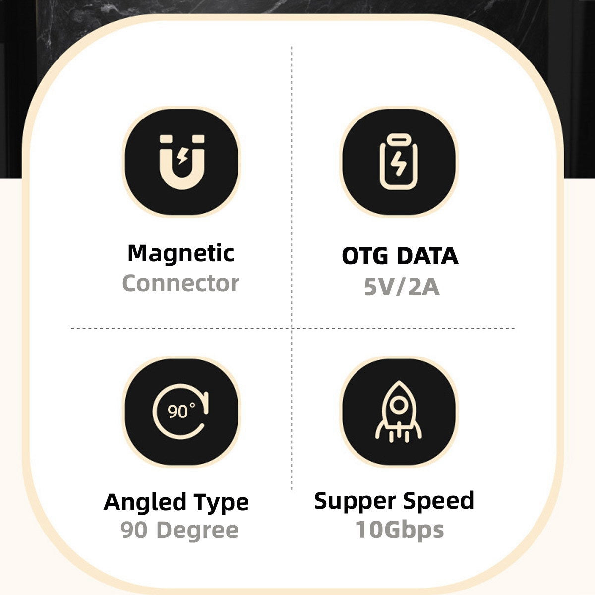 UC-028-AFO Opposite U-Shape Back Angled Connector Magnetic USB-C Adapter Type-C Male to USB Female 10Gbps Data Transmission Convertor